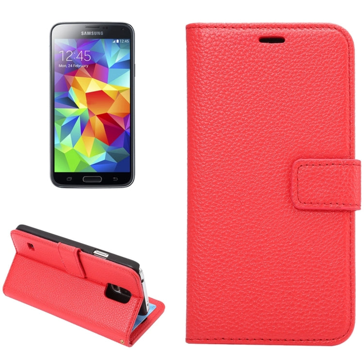 Litchi Texture Horizontal Flip Leather Case with Card Slots & Holder & Wallet & Photo Frame & Lanyard for Samsung Galalxy S5 / G900