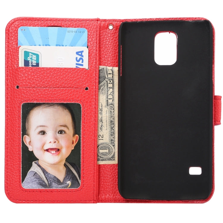 Litchi Texture Horizontal Flip Leather Case with Card Slots & Holder & Wallet & Photo Frame & Lanyard for Samsung Galalxy S5 / G900