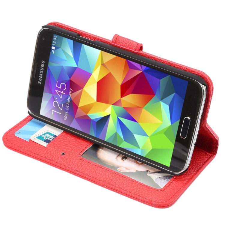 Litchi Texture Horizontal Flip Leather Case with Card Slots & Holder & Wallet & Photo Frame & Lanyard for Samsung Galalxy S5 / G900