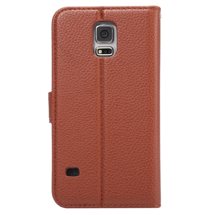 Litchi Texture Horizontal Flip Leather Case with Card Slots & Holder & Wallet & Photo Frame & Lanyard for Samsung Galalxy S5 / G900
