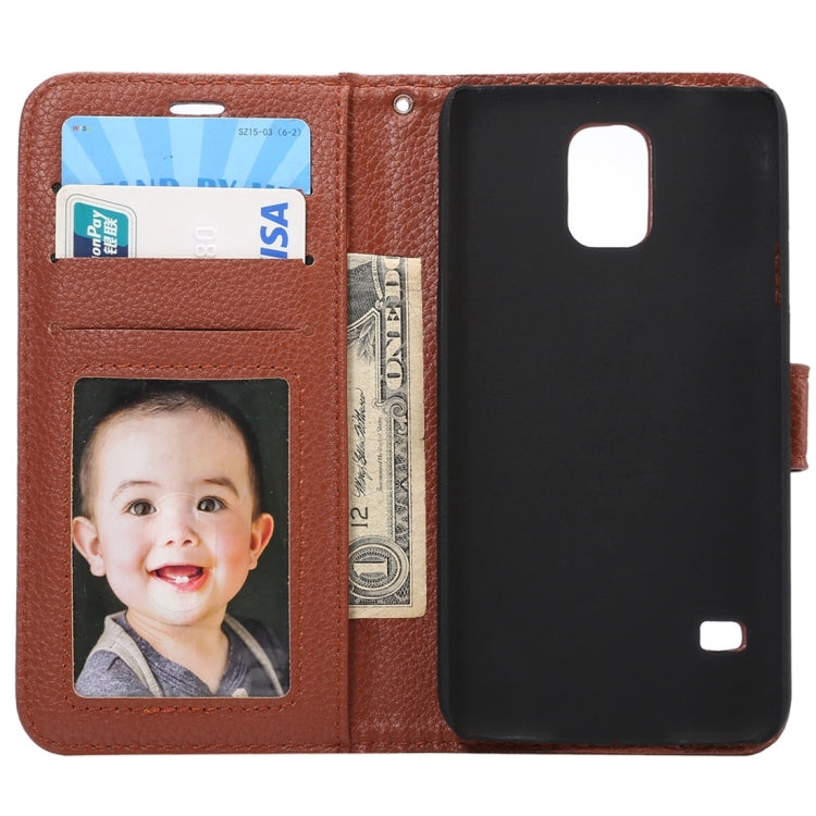 Litchi Texture Horizontal Flip Leather Case with Card Slots & Holder & Wallet & Photo Frame & Lanyard for Samsung Galalxy S5 / G900