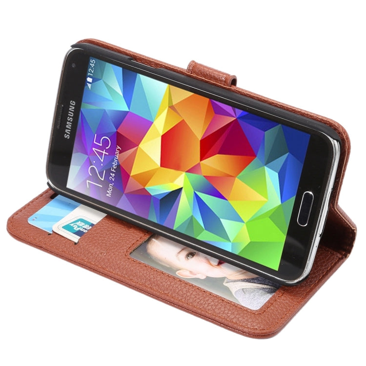 Litchi Texture Horizontal Flip Leather Case with Card Slots & Holder & Wallet & Photo Frame & Lanyard for Samsung Galalxy S5 / G900