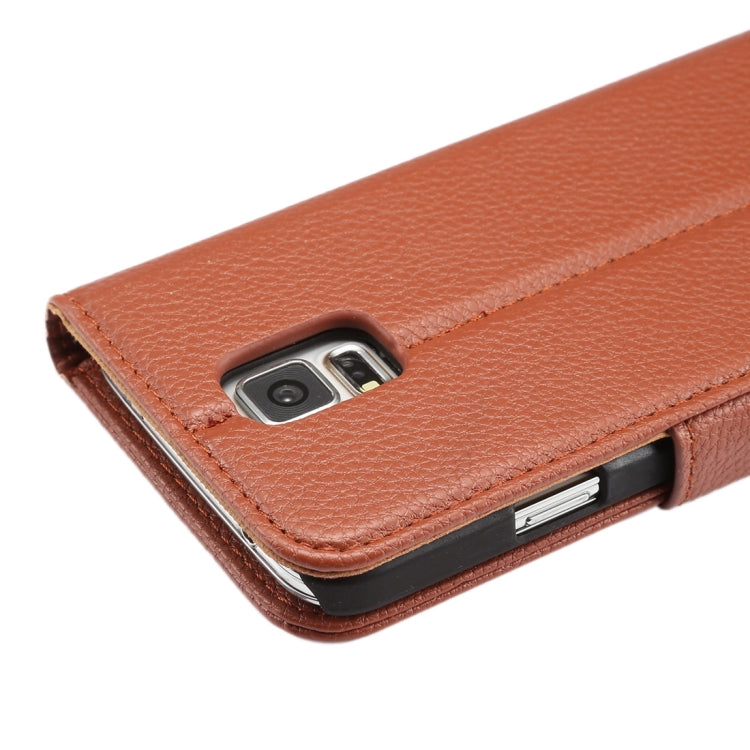 Litchi Texture Horizontal Flip Leather Case with Card Slots & Holder & Wallet & Photo Frame & Lanyard for Samsung Galalxy S5 / G900