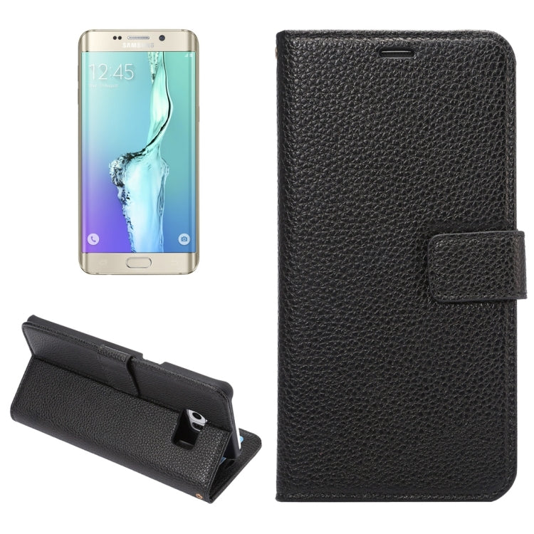 For Galaxy S6 Edge+ / G928 Litchi Texture Horizontal Flip Leather Case with Card Slots & Holder & Wallet & Photo Frame & Lanyard