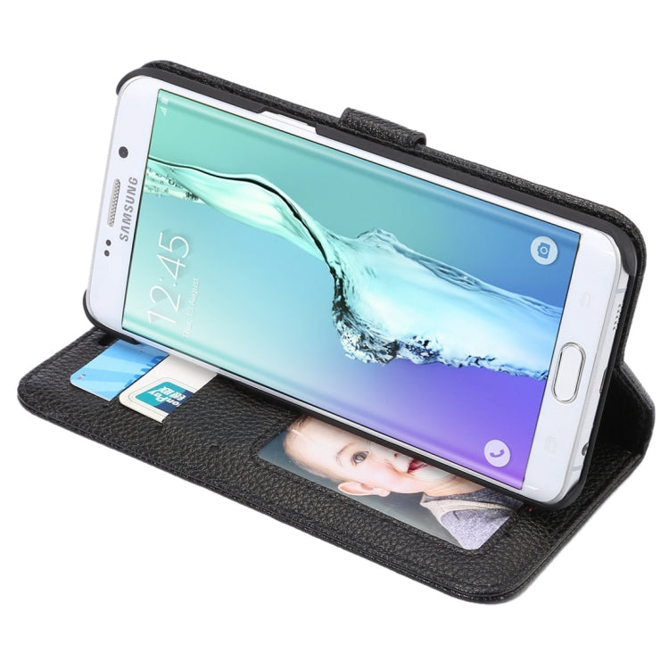 For Galaxy S6 Edge+ / G928 Litchi Texture Horizontal Flip Leather Case with Card Slots & Holder & Wallet & Photo Frame & Lanyard