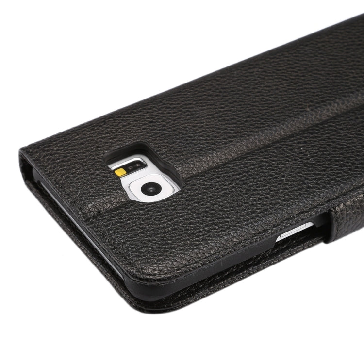 For Galaxy S6 Edge+ / G928 Litchi Texture Horizontal Flip Leather Case with Card Slots & Holder & Wallet & Photo Frame & Lanyard