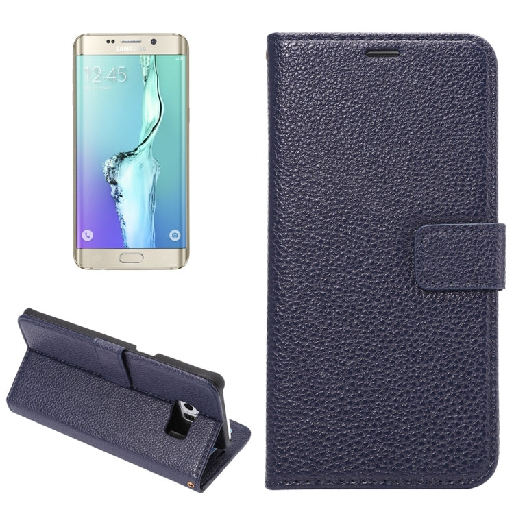 For Galaxy S6 Edge+ / G928 Litchi Texture Horizontal Flip Leather Case with Card Slots & Holder & Wallet & Photo Frame & Lanyard