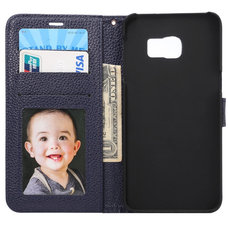 For Galaxy S6 Edge+ / G928 Litchi Texture Horizontal Flip Leather Case with Card Slots & Holder & Wallet & Photo Frame & Lanyard