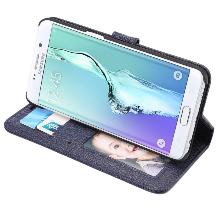 For Galaxy S6 Edge+ / G928 Litchi Texture Horizontal Flip Leather Case with Card Slots & Holder & Wallet & Photo Frame & Lanyard