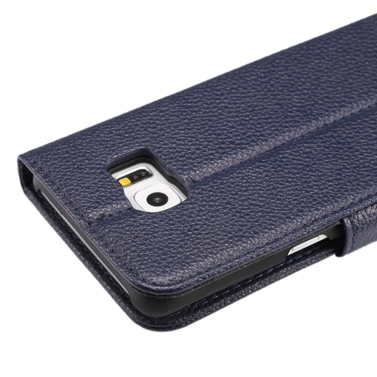 For Galaxy S6 Edge+ / G928 Litchi Texture Horizontal Flip Leather Case with Card Slots & Holder & Wallet & Photo Frame & Lanyard