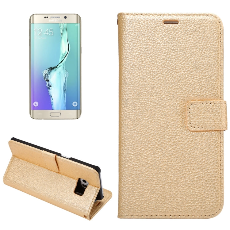 For Galaxy S6 Edge+ / G928 Litchi Texture Horizontal Flip Leather Case with Card Slots & Holder & Wallet & Photo Frame & Lanyard