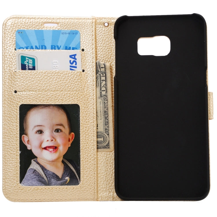 For Galaxy S6 Edge+ / G928 Litchi Texture Horizontal Flip Leather Case with Card Slots & Holder & Wallet & Photo Frame & Lanyard