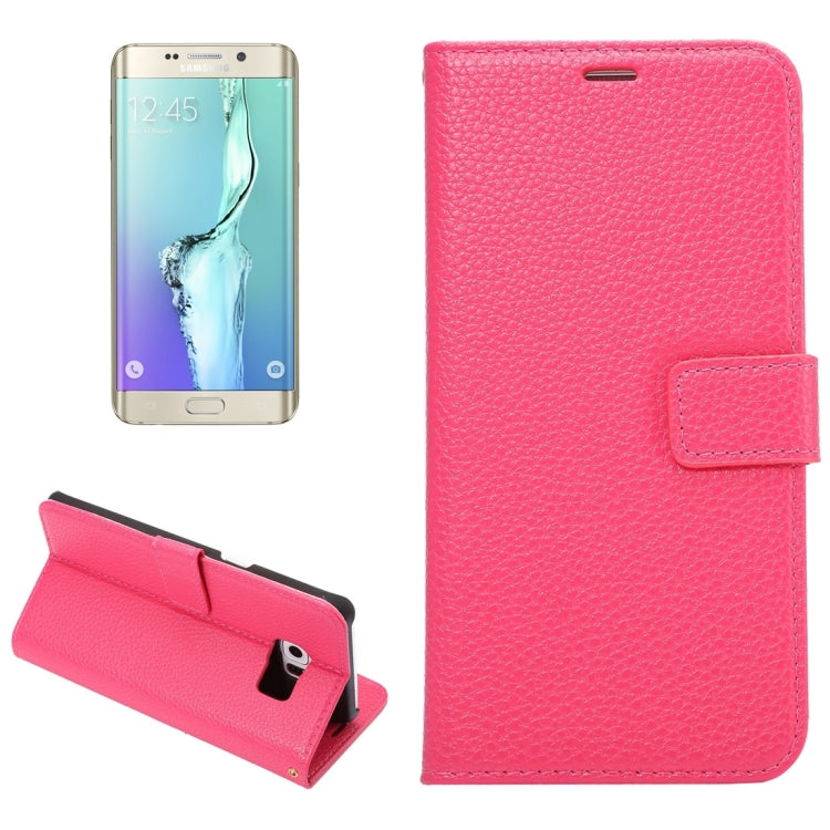 For Galaxy S6 Edge+ / G928 Litchi Texture Horizontal Flip Leather Case with Card Slots & Holder & Wallet & Photo Frame & Lanyard