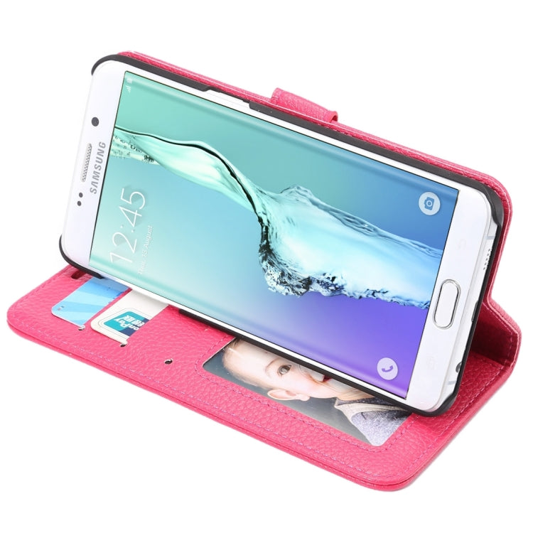 For Galaxy S6 Edge+ / G928 Litchi Texture Horizontal Flip Leather Case with Card Slots & Holder & Wallet & Photo Frame & Lanyard