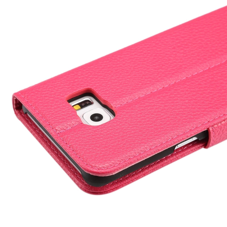 For Galaxy S6 Edge+ / G928 Litchi Texture Horizontal Flip Leather Case with Card Slots & Holder & Wallet & Photo Frame & Lanyard
