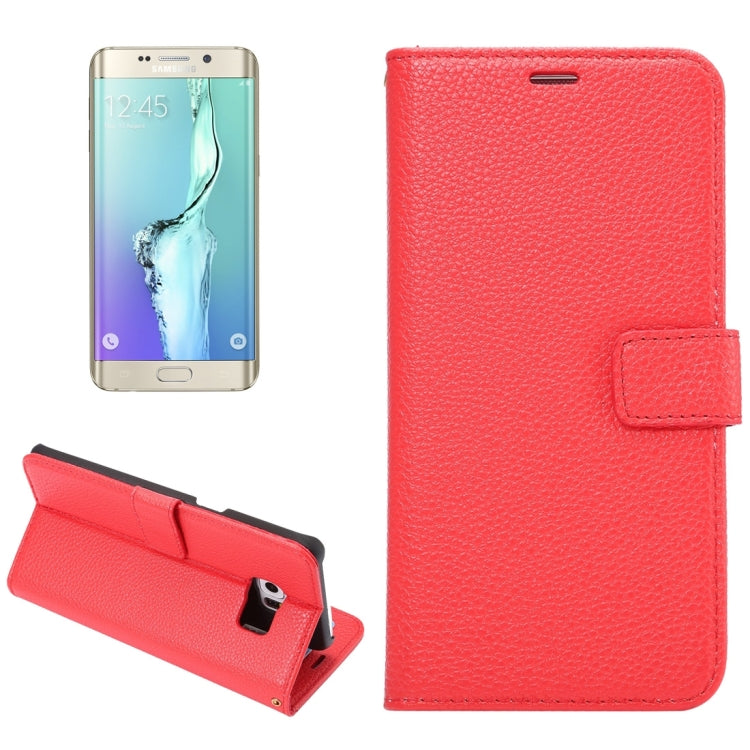 For Galaxy S6 Edge+ / G928 Litchi Texture Horizontal Flip Leather Case with Card Slots & Holder & Wallet & Photo Frame & Lanyard