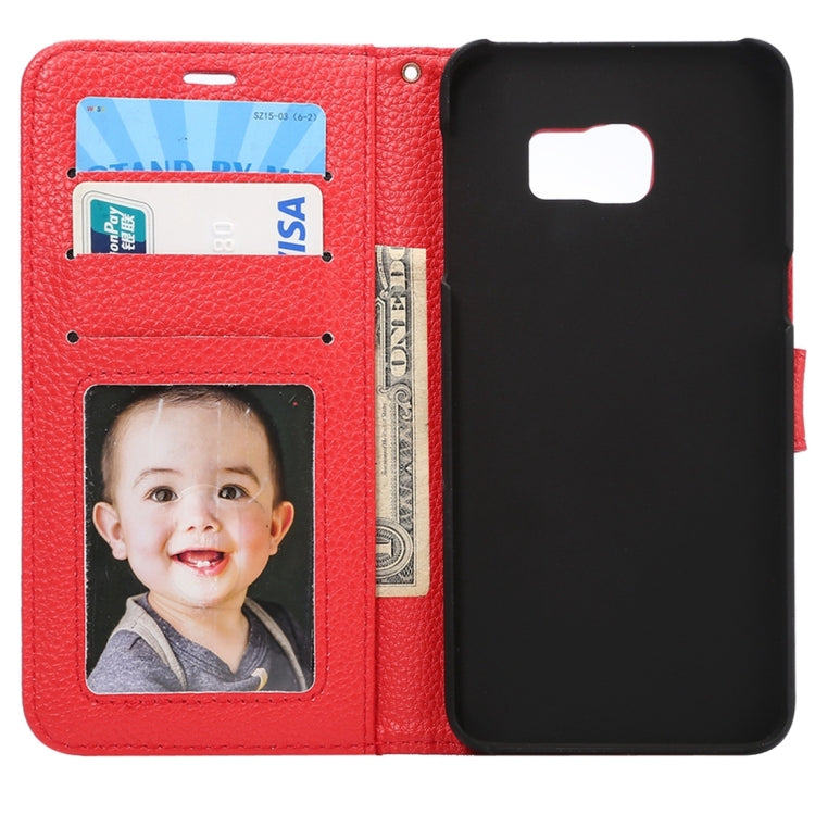 For Galaxy S6 Edge+ / G928 Litchi Texture Horizontal Flip Leather Case with Card Slots & Holder & Wallet & Photo Frame & Lanyard
