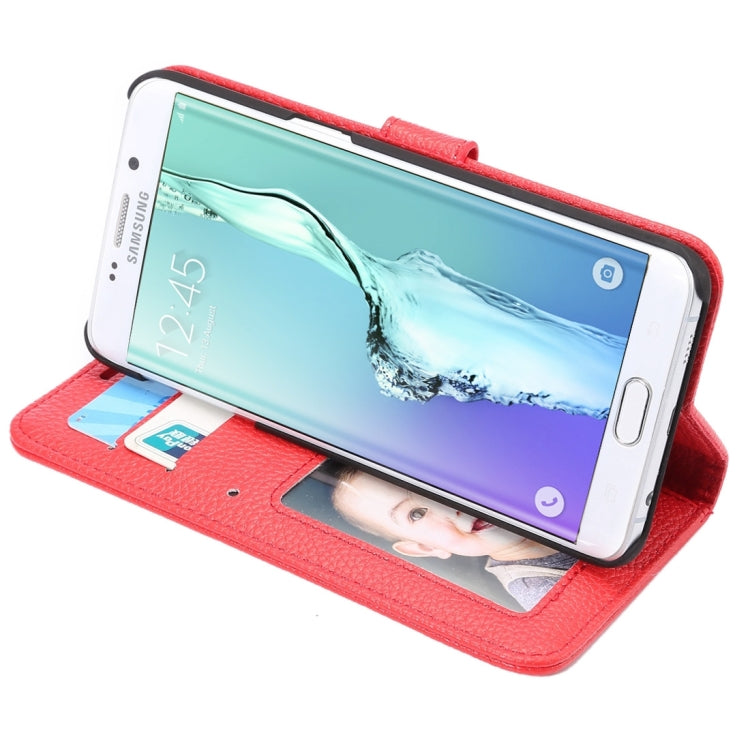 For Galaxy S6 Edge+ / G928 Litchi Texture Horizontal Flip Leather Case with Card Slots & Holder & Wallet & Photo Frame & Lanyard