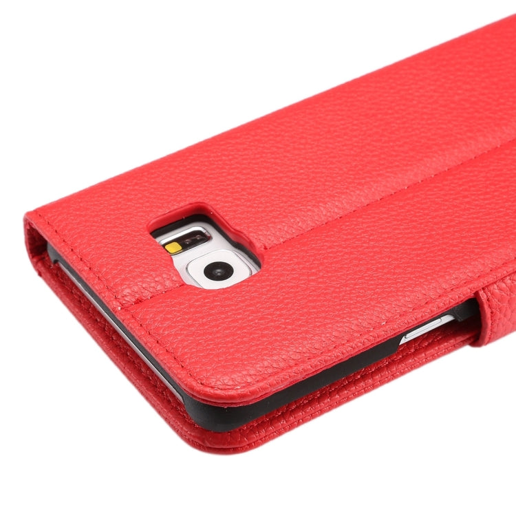 For Galaxy S6 Edge+ / G928 Litchi Texture Horizontal Flip Leather Case with Card Slots & Holder & Wallet & Photo Frame & Lanyard