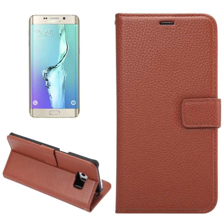 For Galaxy S6 Edge+ / G928 Litchi Texture Horizontal Flip Leather Case with Card Slots & Holder & Wallet & Photo Frame & Lanyard