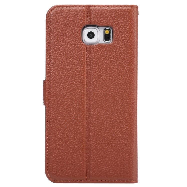 For Galaxy S6 Edge+ / G928 Litchi Texture Horizontal Flip Leather Case with Card Slots & Holder & Wallet & Photo Frame & Lanyard