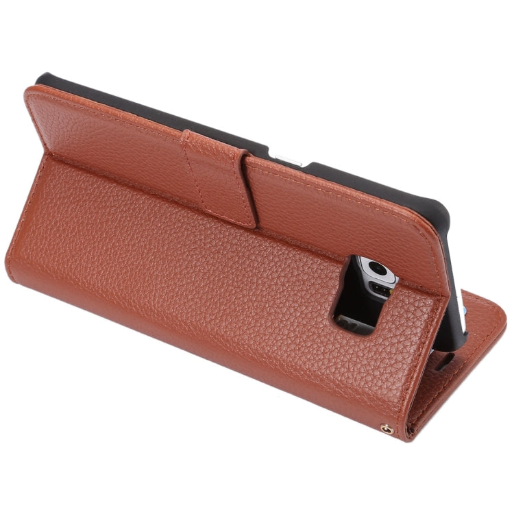 For Galaxy S6 Edge+ / G928 Litchi Texture Horizontal Flip Leather Case with Card Slots & Holder & Wallet & Photo Frame & Lanyard