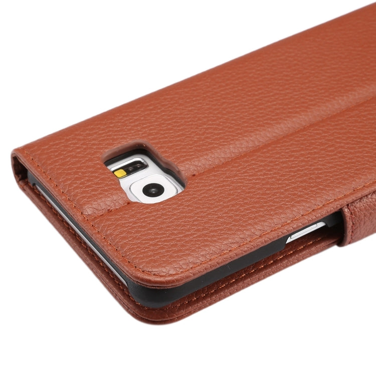 For Galaxy S6 Edge+ / G928 Litchi Texture Horizontal Flip Leather Case with Card Slots & Holder & Wallet & Photo Frame & Lanyard