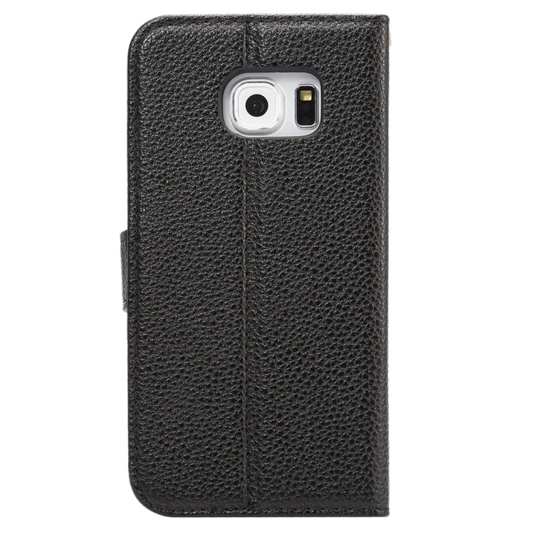 For Galaxy S6 Edge / G925 Litchi Texture Horizontal Flip Leather Case with Card Slots & Holder & Wallet & Photo Frame & Lanyard