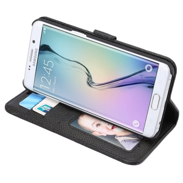 For Galaxy S6 Edge / G925 Litchi Texture Horizontal Flip Leather Case with Card Slots & Holder & Wallet & Photo Frame & Lanyard