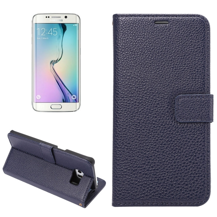 For Galaxy S6 Edge / G925 Litchi Texture Horizontal Flip Leather Case with Card Slots & Holder & Wallet & Photo Frame & Lanyard