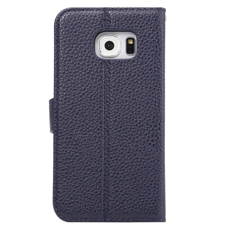 For Galaxy S6 Edge / G925 Litchi Texture Horizontal Flip Leather Case with Card Slots & Holder & Wallet & Photo Frame & Lanyard