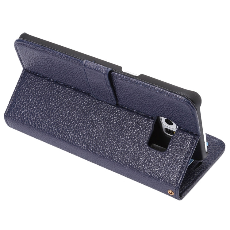 For Galaxy S6 Edge / G925 Litchi Texture Horizontal Flip Leather Case with Card Slots & Holder & Wallet & Photo Frame & Lanyard