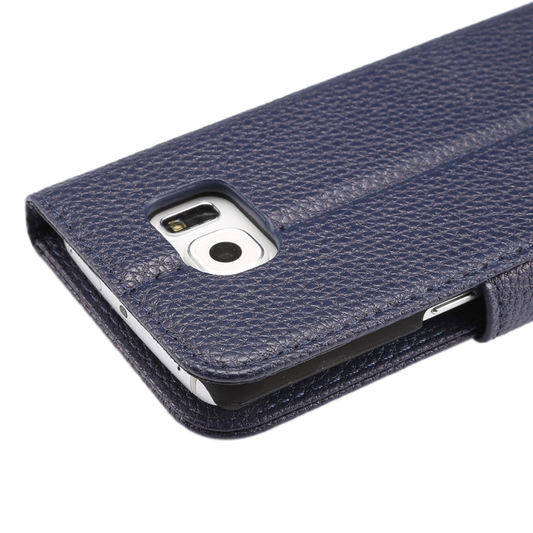 For Galaxy S6 Edge / G925 Litchi Texture Horizontal Flip Leather Case with Card Slots & Holder & Wallet & Photo Frame & Lanyard