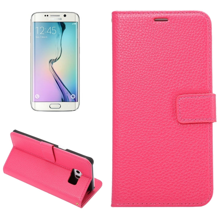 For Galaxy S6 Edge / G925 Litchi Texture Horizontal Flip Leather Case with Card Slots & Holder & Wallet & Photo Frame & Lanyard