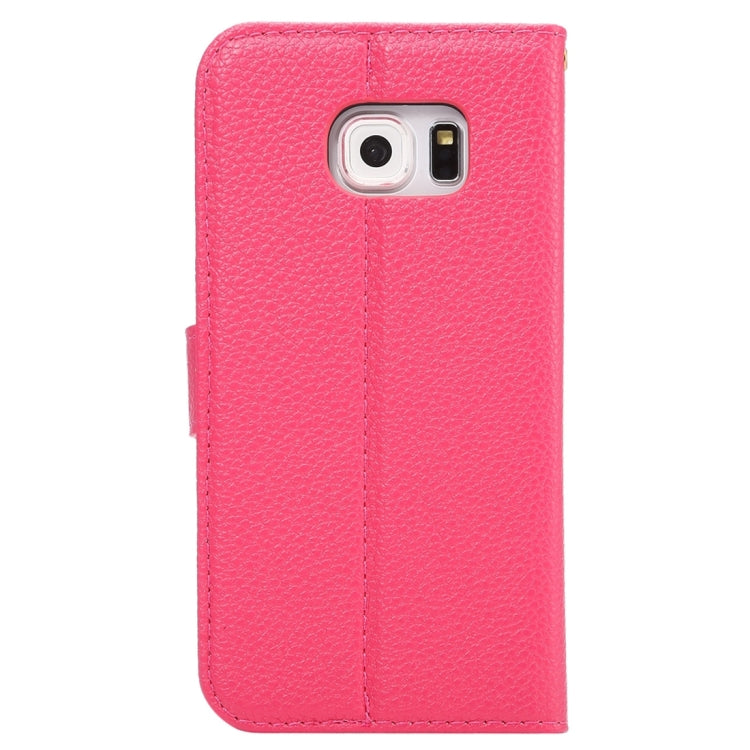 For Galaxy S6 Edge / G925 Litchi Texture Horizontal Flip Leather Case with Card Slots & Holder & Wallet & Photo Frame & Lanyard