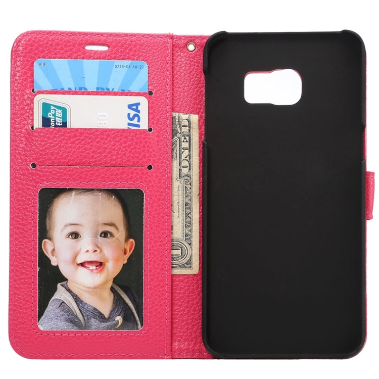For Galaxy S6 Edge / G925 Litchi Texture Horizontal Flip Leather Case with Card Slots & Holder & Wallet & Photo Frame & Lanyard