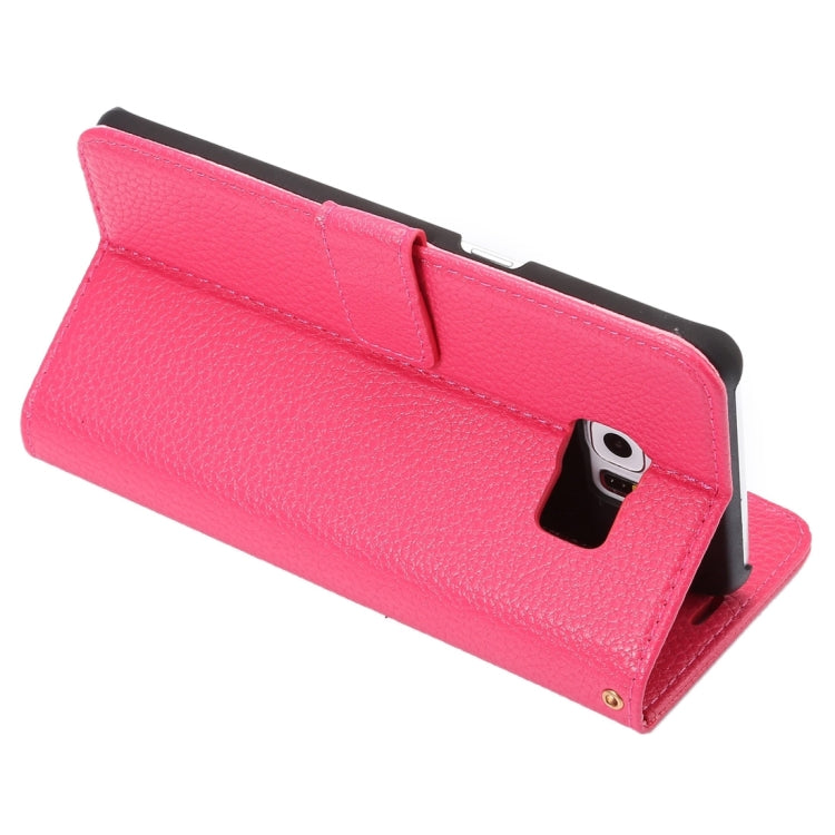 For Galaxy S6 Edge / G925 Litchi Texture Horizontal Flip Leather Case with Card Slots & Holder & Wallet & Photo Frame & Lanyard