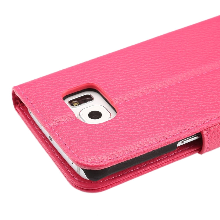 For Galaxy S6 Edge / G925 Litchi Texture Horizontal Flip Leather Case with Card Slots & Holder & Wallet & Photo Frame & Lanyard