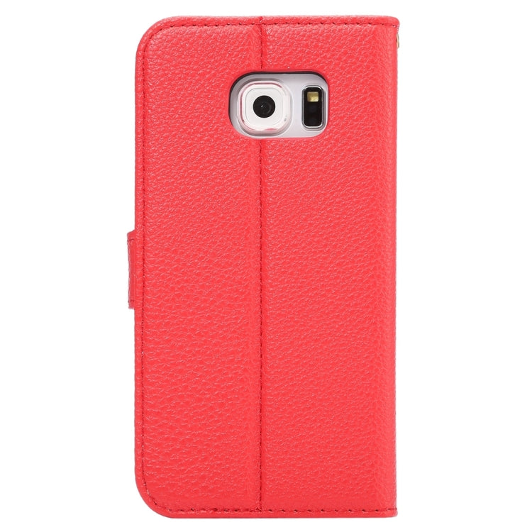 For Galaxy S6 Edge / G925 Litchi Texture Horizontal Flip Leather Case with Card Slots & Holder & Wallet & Photo Frame & Lanyard