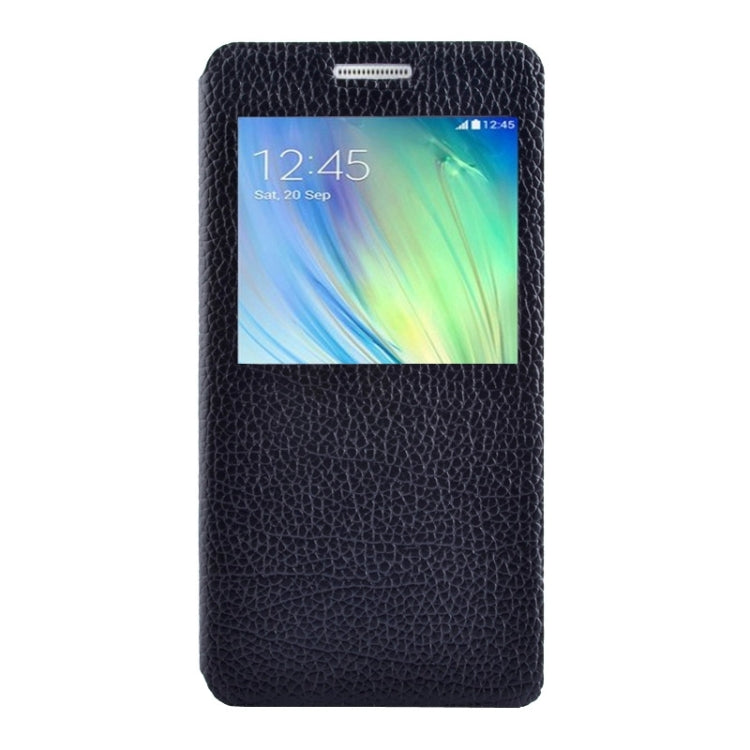 Litchi Texture Solid Color Horizontal Flip Leather Case with Holder & Caller ID Window for Galaxy A3 / A300