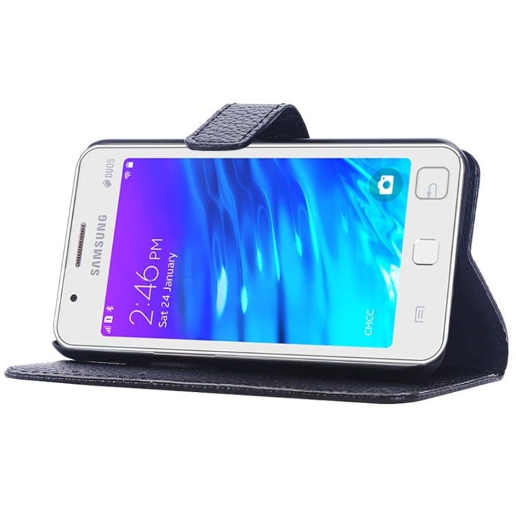 Litchi Texture Horizontal Flip Leather Case with Card Slots & Holder for Samsung Z1/Z130H