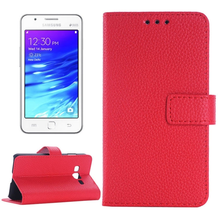 Litchi Texture Horizontal Flip Leather Case with Card Slots & Holder for Samsung Z1/Z130H