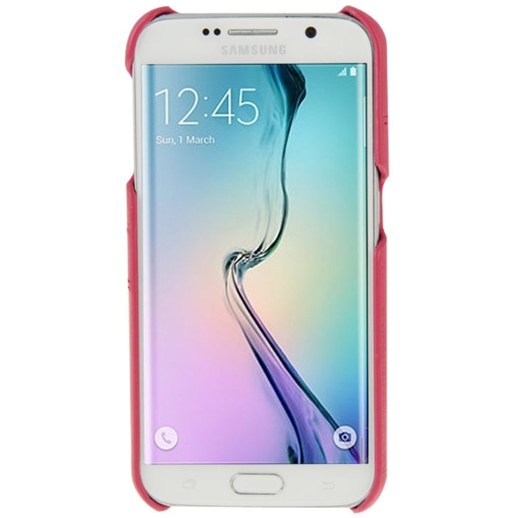 For Galaxy S6 Edge / G925 Card Wallet Litchi Genuine Leather Back Case