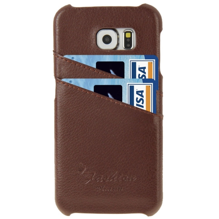 For Galaxy S6 Edge / G925 Card Wallet Litchi Genuine Leather Back Case