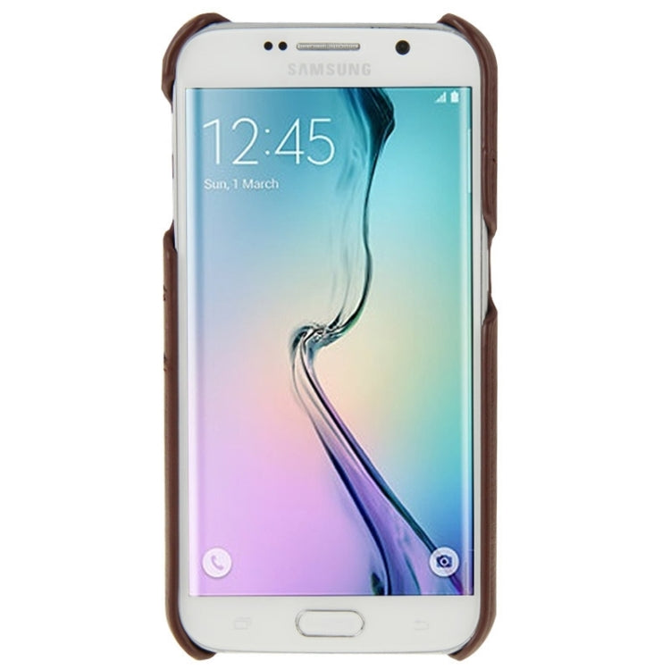 For Galaxy S6 Edge / G925 Card Wallet Litchi Genuine Leather Back Case