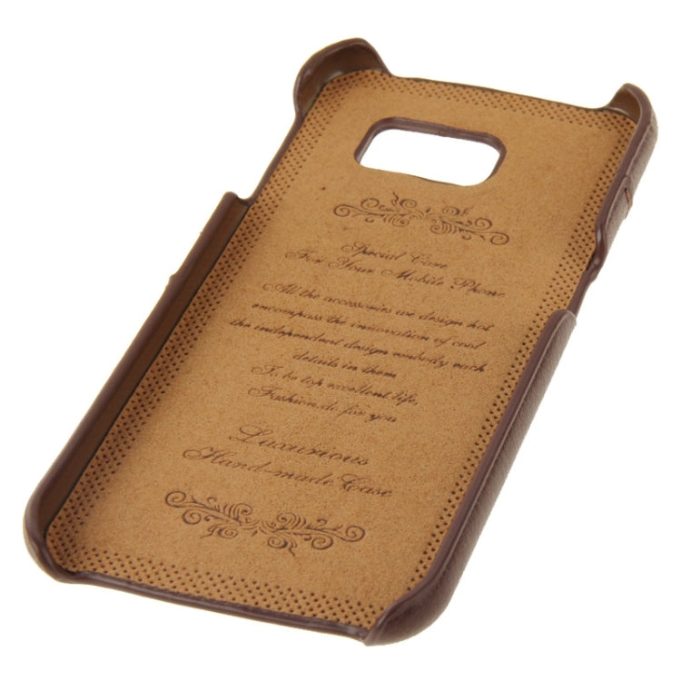 For Galaxy S6 Edge / G925 Card Wallet Litchi Genuine Leather Back Case