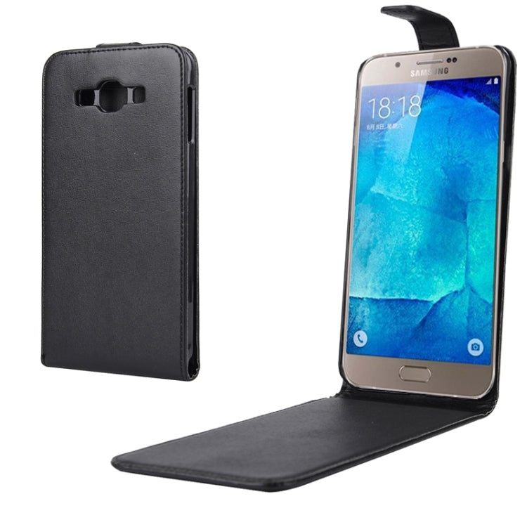 Nappa Texture Vertical Flip Magnetic Snap Leather Case for Galaxy A8(Black)