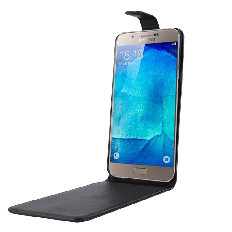 Nappa Texture Vertical Flip Magnetic Snap Leather Case for Galaxy A8(Black)