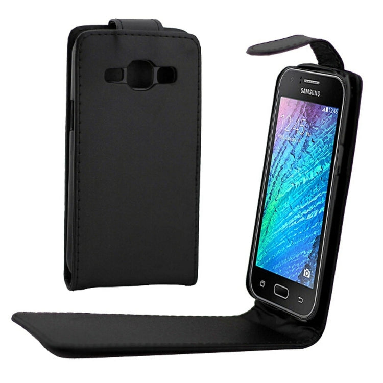 Nappa Texture Vertical Flip Magnetic Snap Leather Case for Galaxy J1(Black)