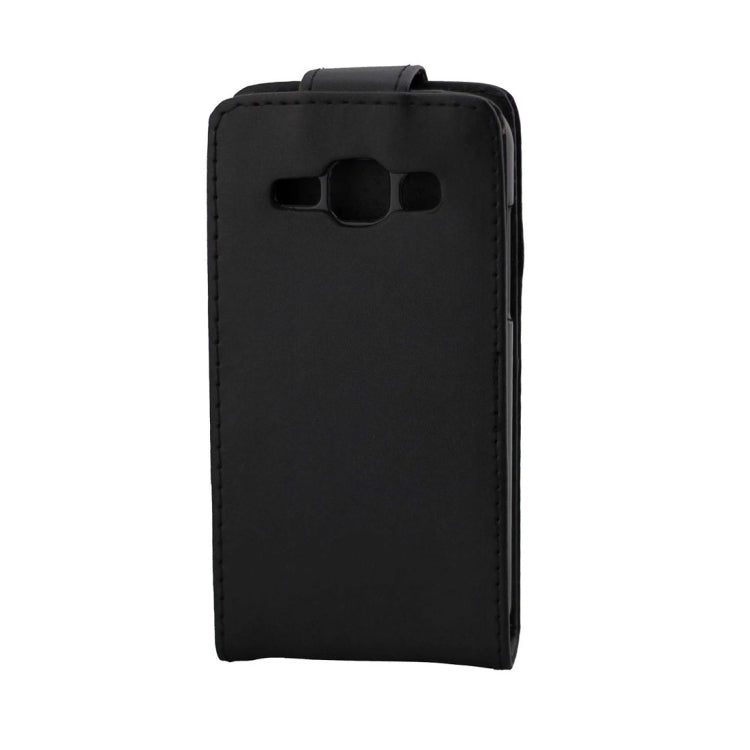 Nappa Texture Vertical Flip Magnetic Snap Leather Case for Galaxy J1(Black)